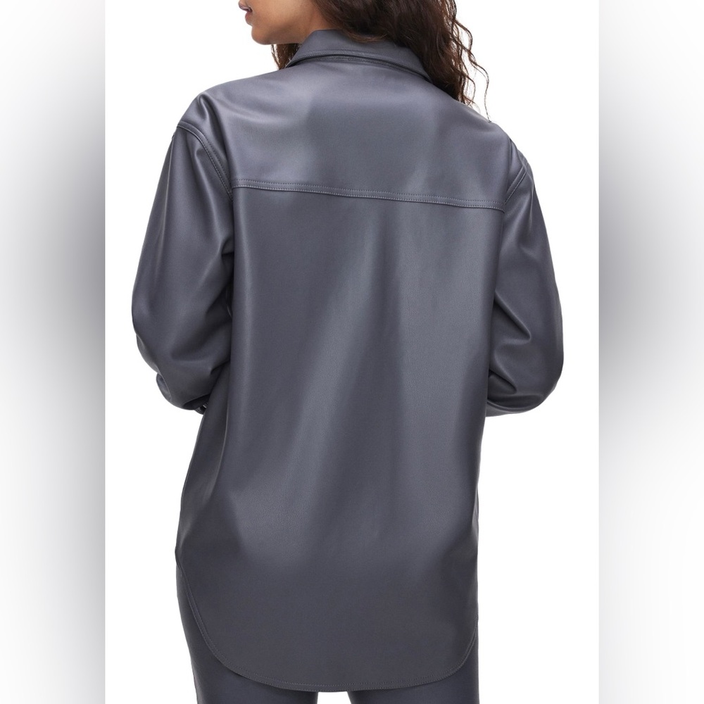 Good American Like New Better Than Leather Faux Leather Shacket - Picture 2 of 3